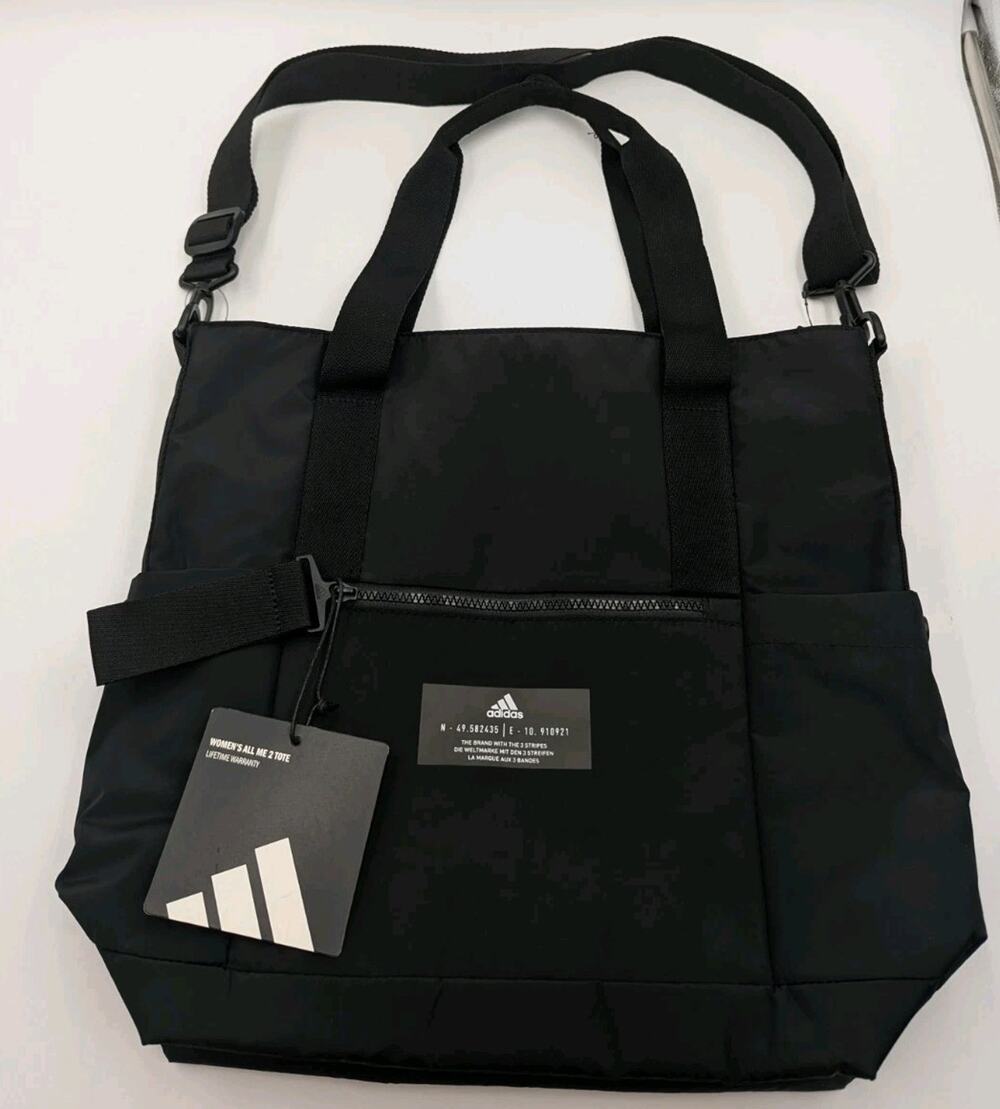 Adidas All Me 2 Tote Shoulder Gym Bag With Dual Water Bottle Pockets Black NWT